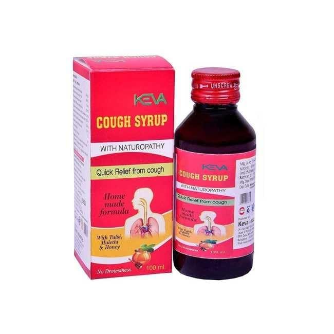 Keva Cough Syrup | Ayurvedic cough syrup | For all types of cough and chronic cough with the Goodness of Mulethi, kantkari,Talispatra, Vasaka in 100 ml (Pack of 4)