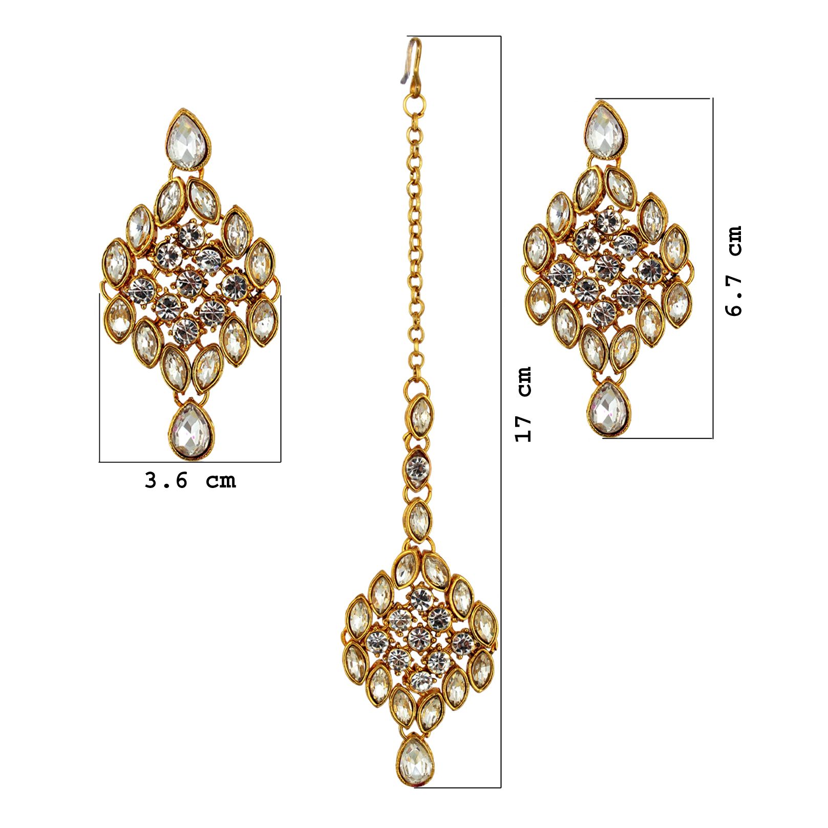 LUCKY JEWELLERY Designer Gold Plated White Color Stone Necklace Set For Women & Girls (825-L1SS-836-W)