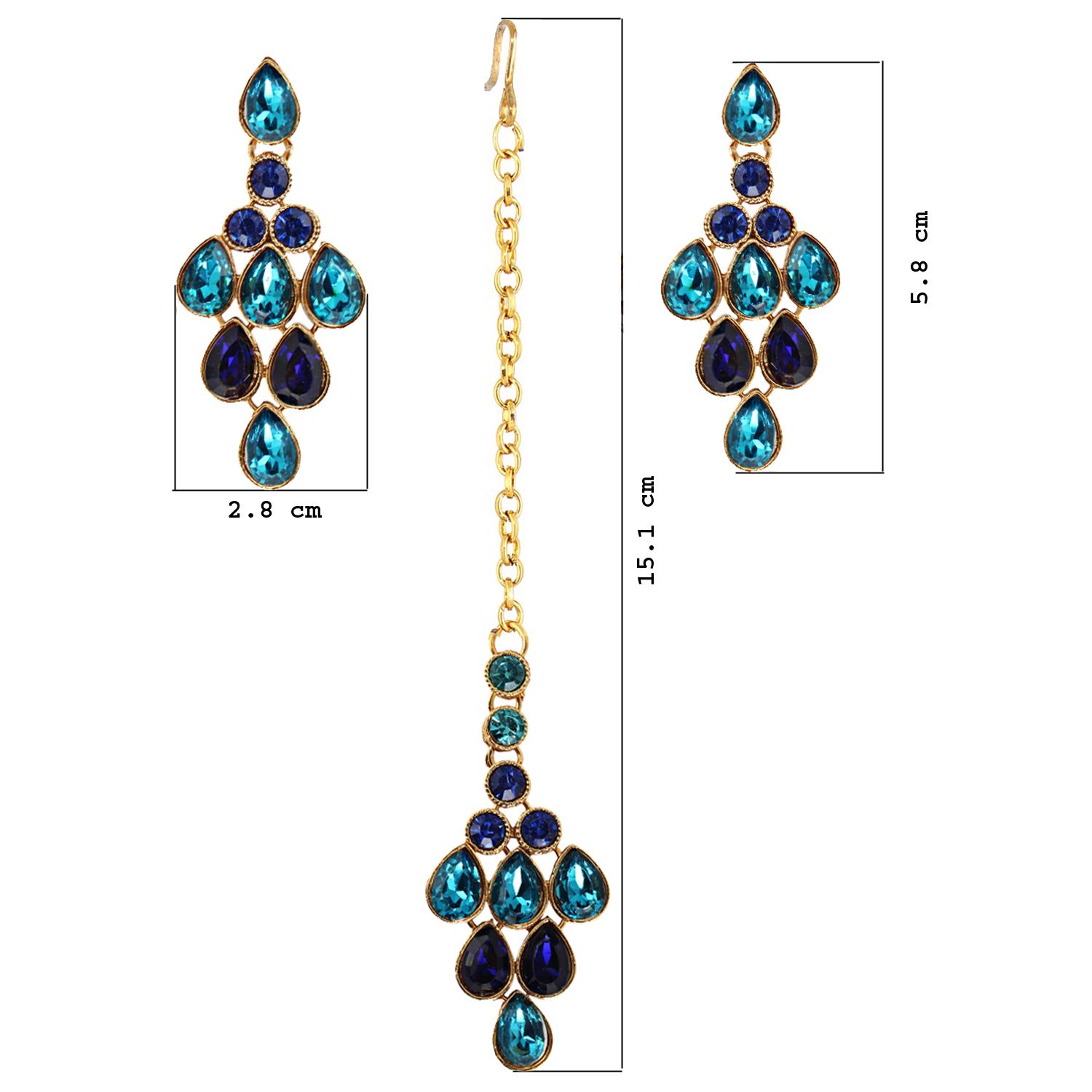 LUCKY JEWELLERY Designer Gold Plated Turquoise Blue Color Stone Necklace Set For Women & Girls (825-L1SS-837-FB)