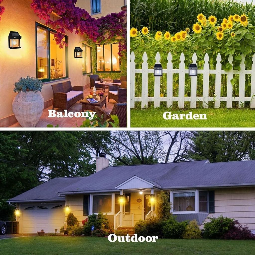 Solar Wall Lights Outdoor, Wireless Dusk to Dawn Porch Lights Fixture