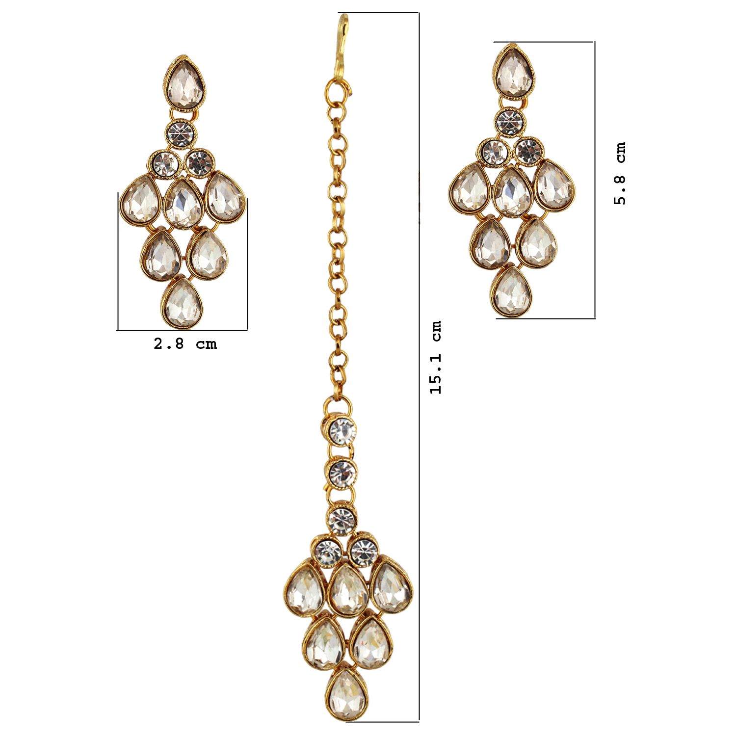 LUCKY JEWELLERY Designer Gold Plated White Color Stone Necklace Set For Women & Girls (825-L1SS-837-W)