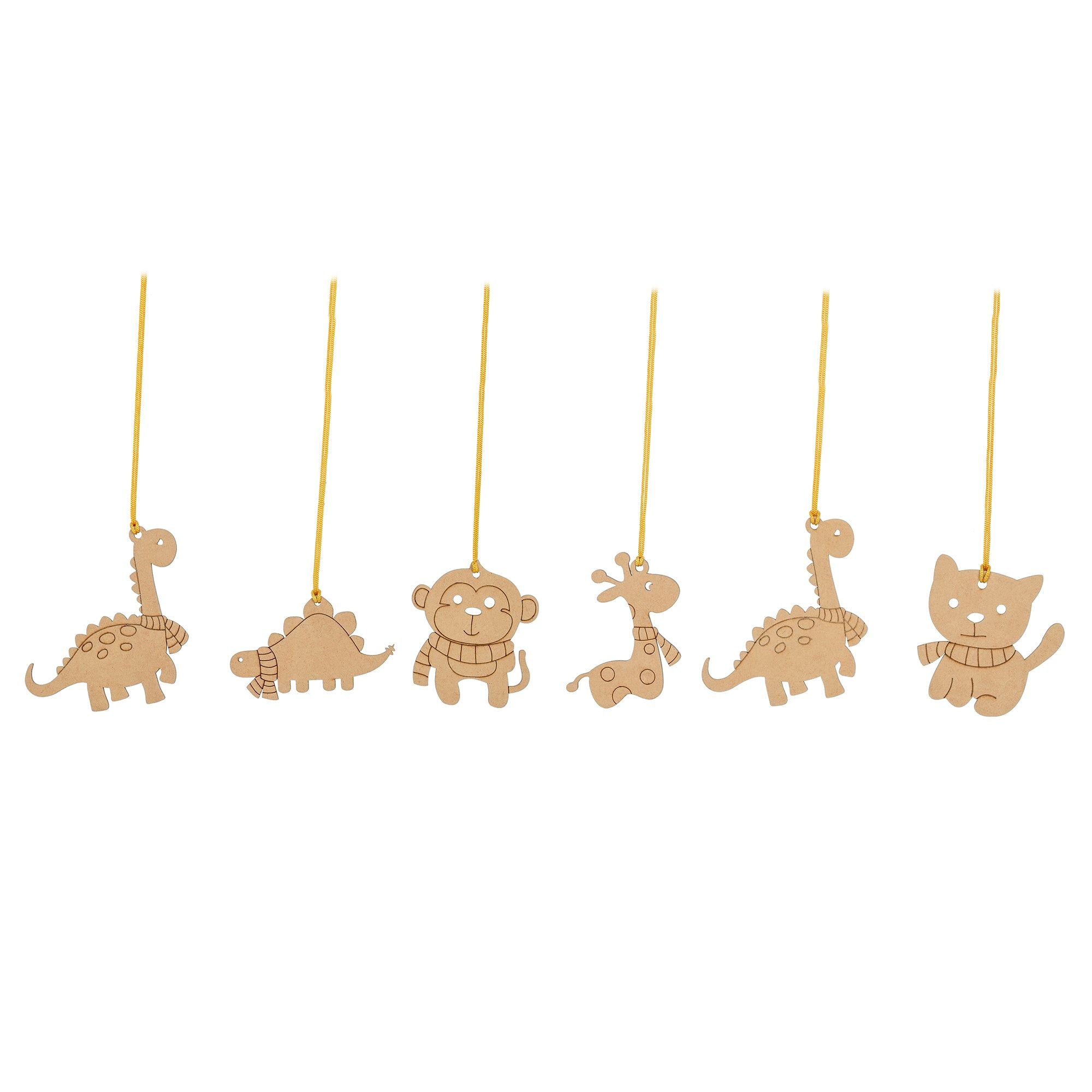 Animal Tree Decorations for Christmas (Set of 6)