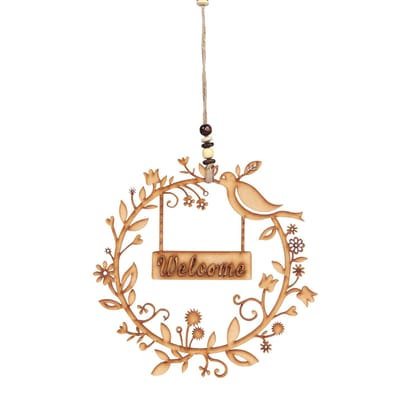 Welcome Engraved Birds on Wood for Tree Decoration