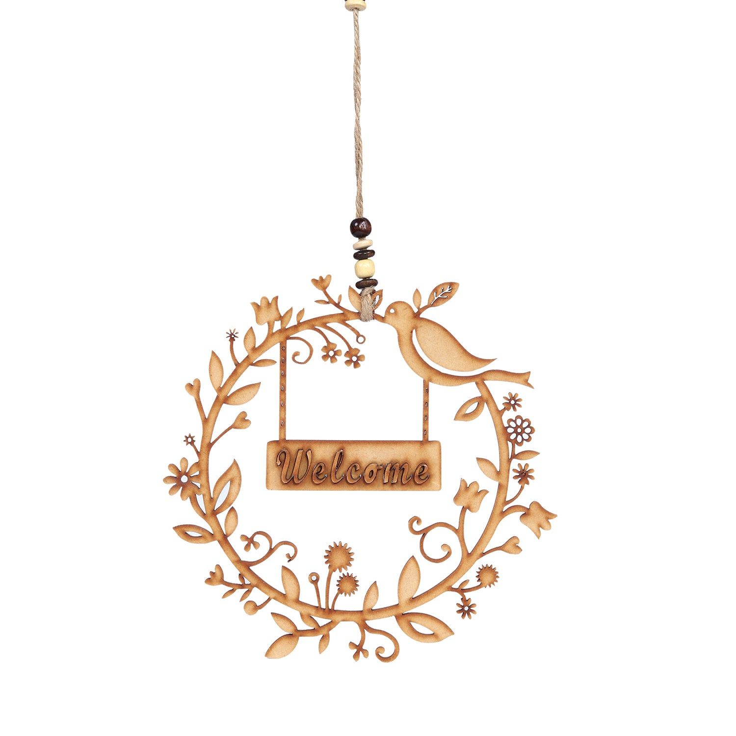 Welcome Engraved Birds on Wood for Tree Decoration