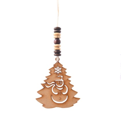 Snowman Engraved on Christmas Tree Wooden