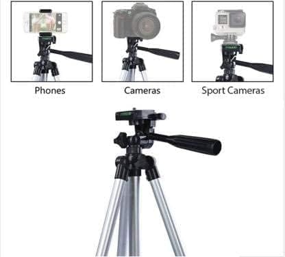 Tripod 3110 Stand with 3-Way Head Tripod 3110 with Mobile Phone Holder Mount Tripod Kit