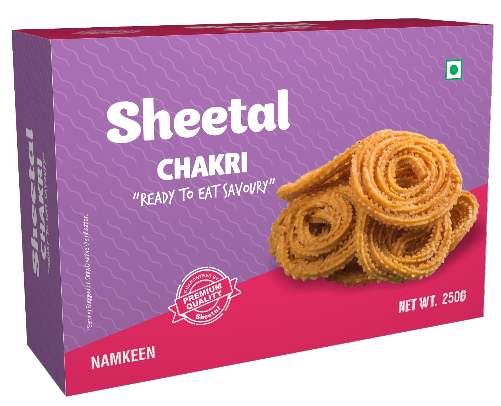 Sheetal Namkeen Delicious Ready to Eat Indin Snacks, Tasty and Crispy Snacks, CHAKLI/CHAKRI, 250gm Pack of 2