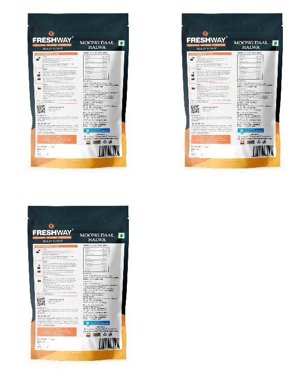 Freshway Moong Daal Halwa Combo Pack of 3 Authentic Indian Dessert