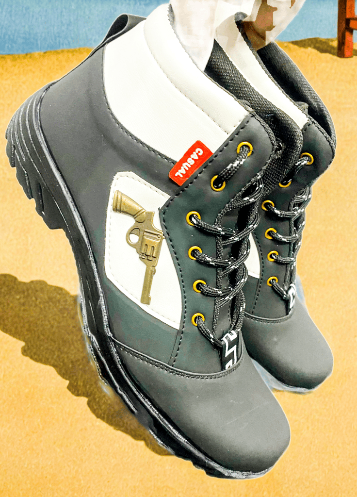 Black & White Gun Boot For Men, Casual For Men, Men's Footwear, Party wear Boots, Daily wear Casual Boots, By–Auras Shoes
