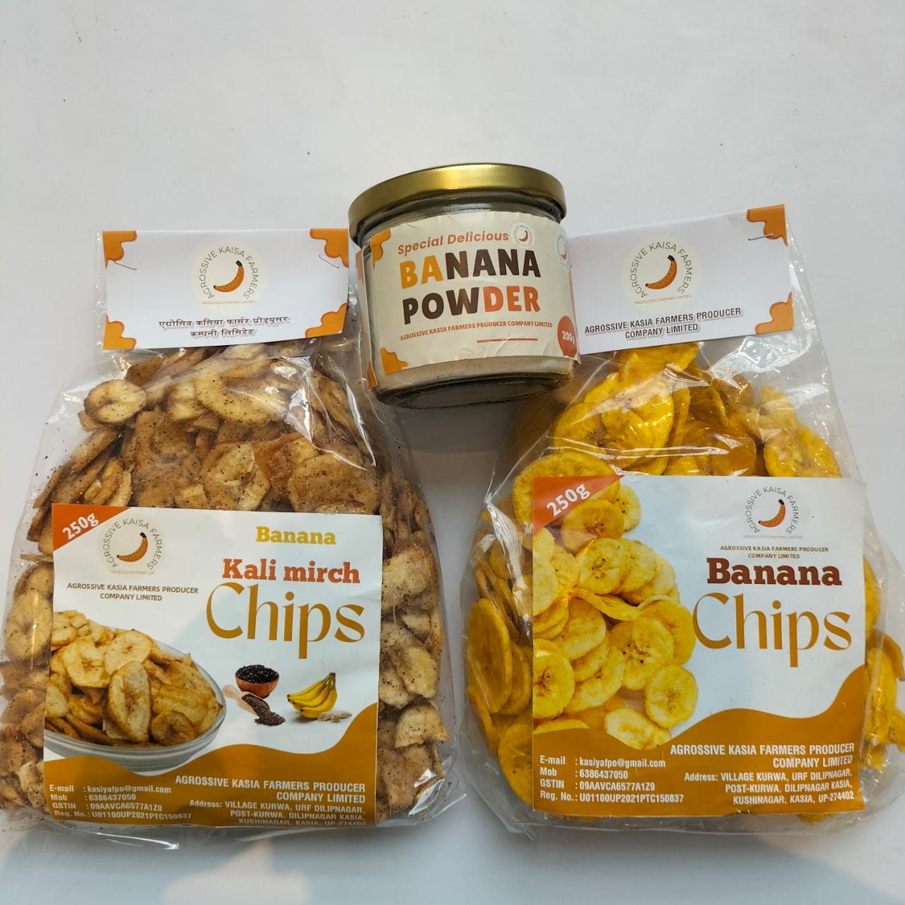 Banana Chips, Banana Kali Mirch Chips & Banana Powder ( 200 gm)