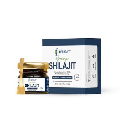 Herbojit Himalayan Shilajit Resin | 20g Authentic Shilajit | Boost Testosterone, Energy, Stamina & Immunity | Pure & Natural Ayurvedic Health Supplement
