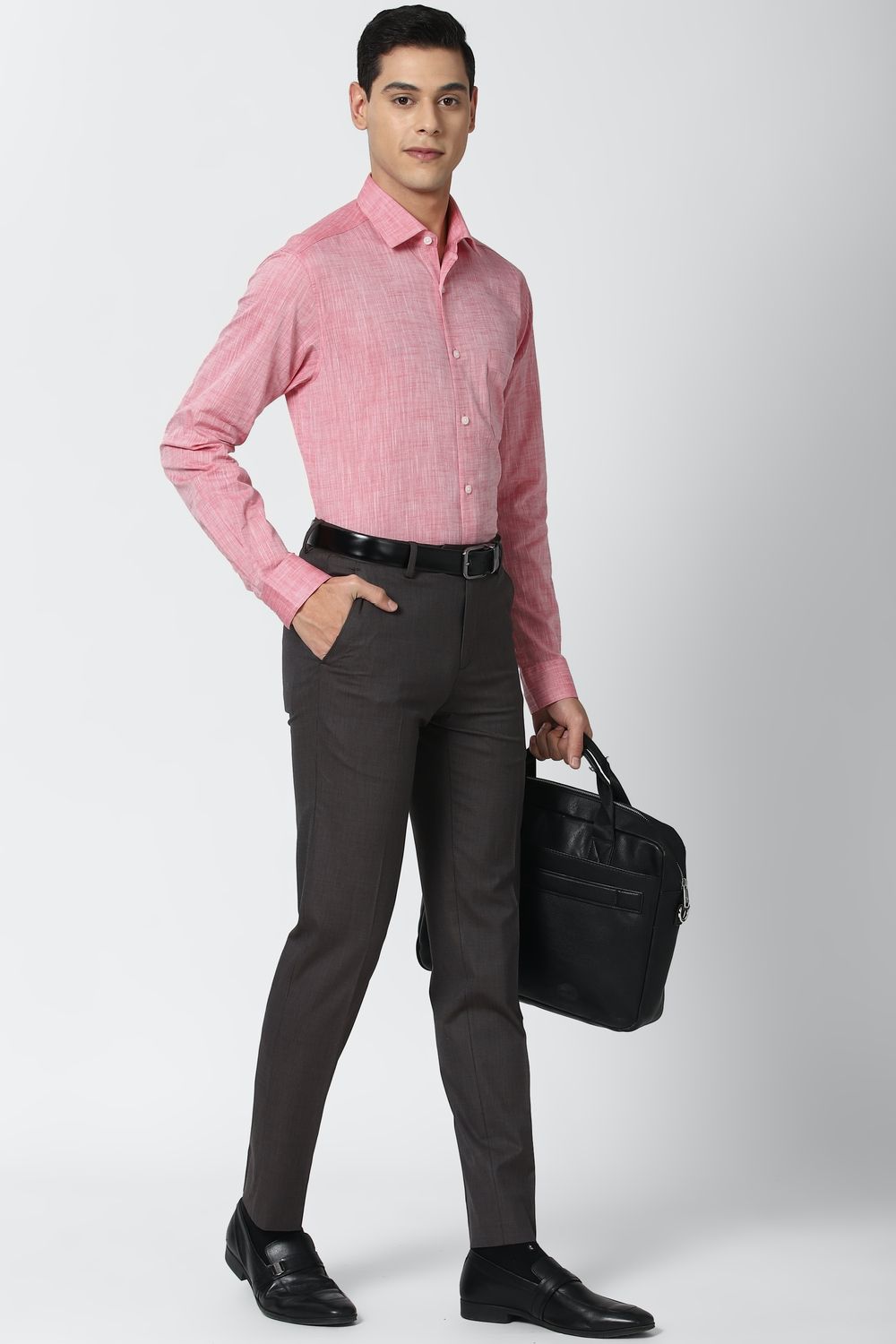 Men Pink Regular Fit Formal Full Sleeves Formal Shirt
