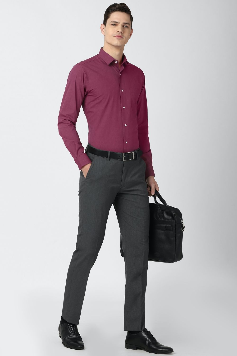 Men Maroon Slim Fit Formal Full Sleeves Formal Shirt