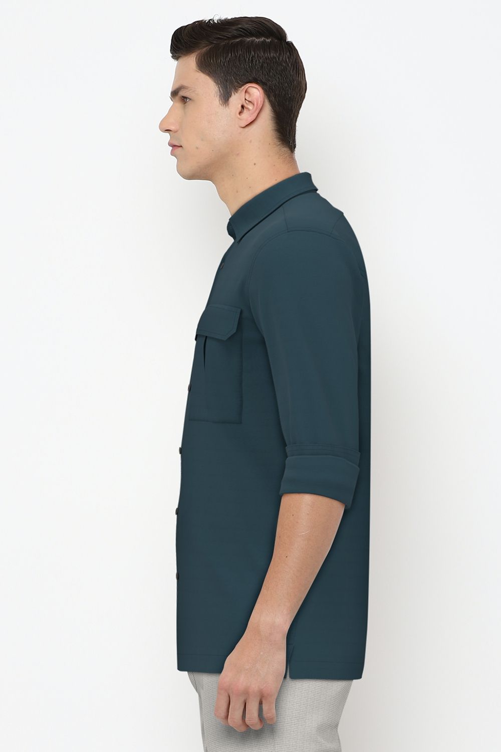 Men Blue Super Slim Fit Solid Full Sleeves Casual Shirt