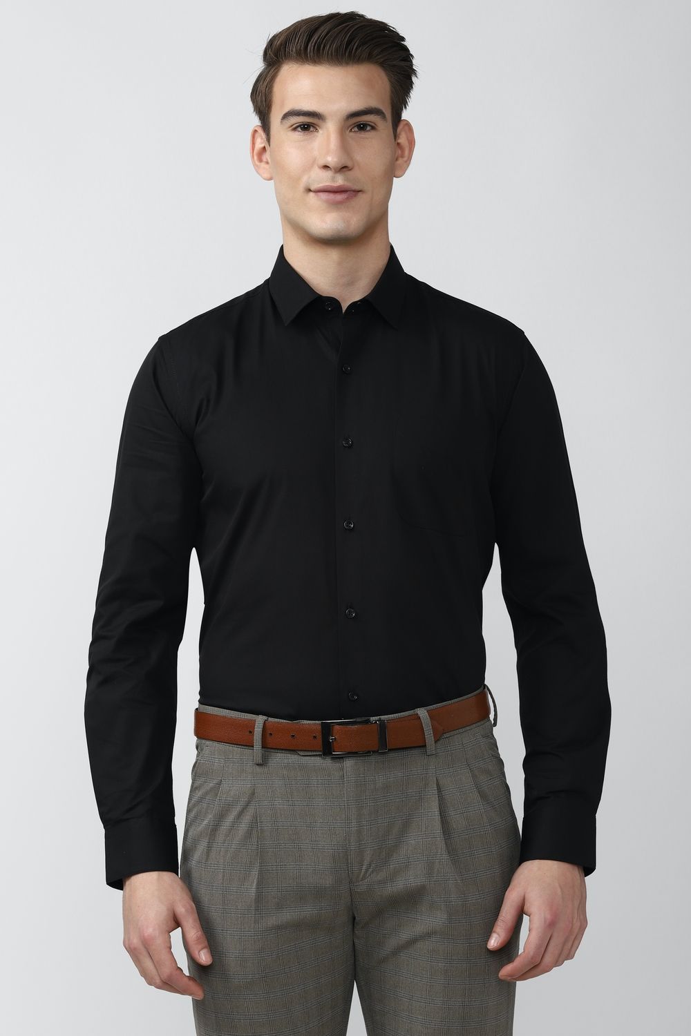 Men Black Regular Fit Formal Full Sleeves Formal Shirt