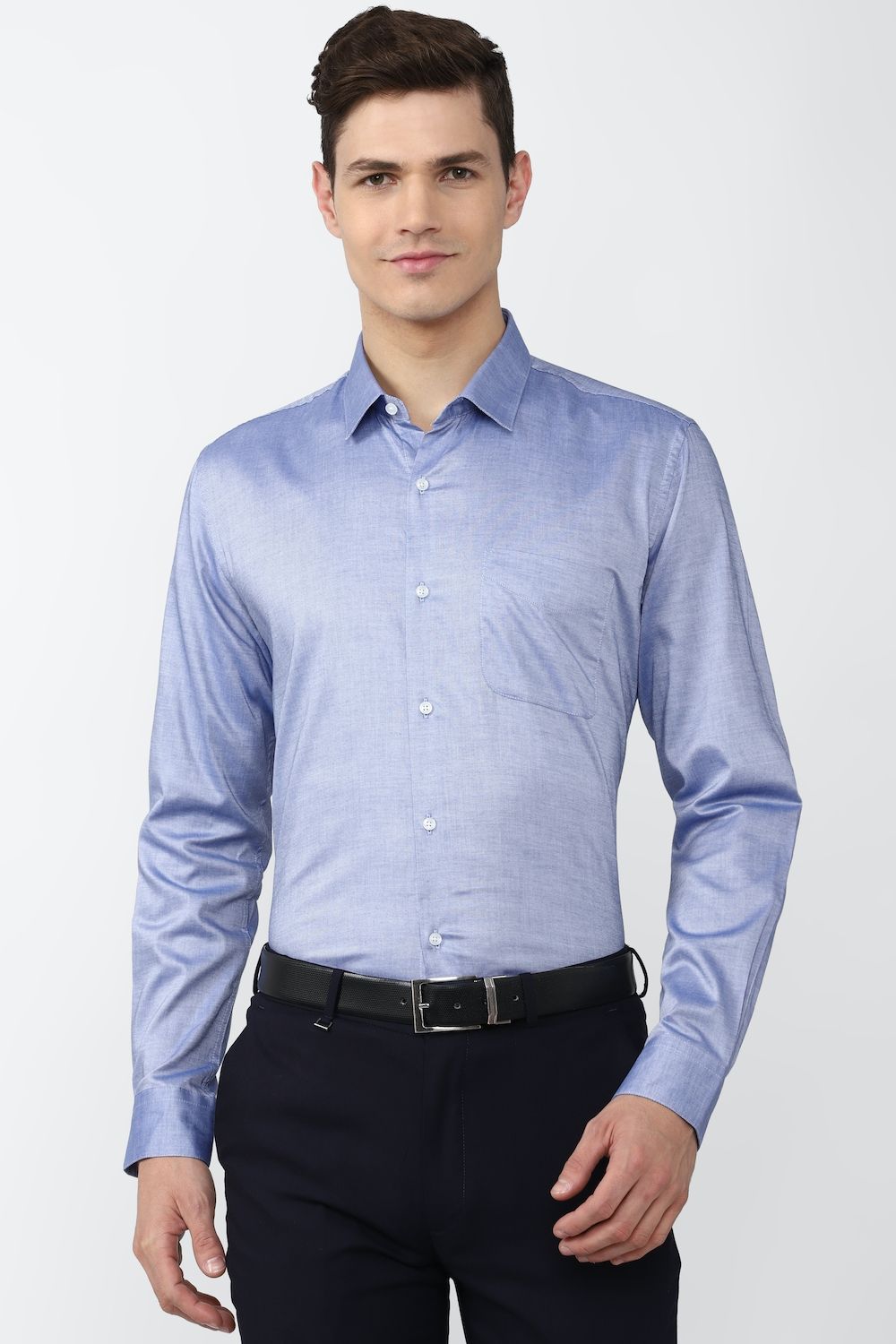 Men Blue Slim Fit Formal Full Sleeves Formal Shirt