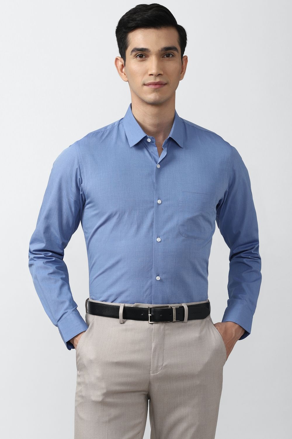 Men Blue Slim Fit Formal Full Sleeves Formal Shirt