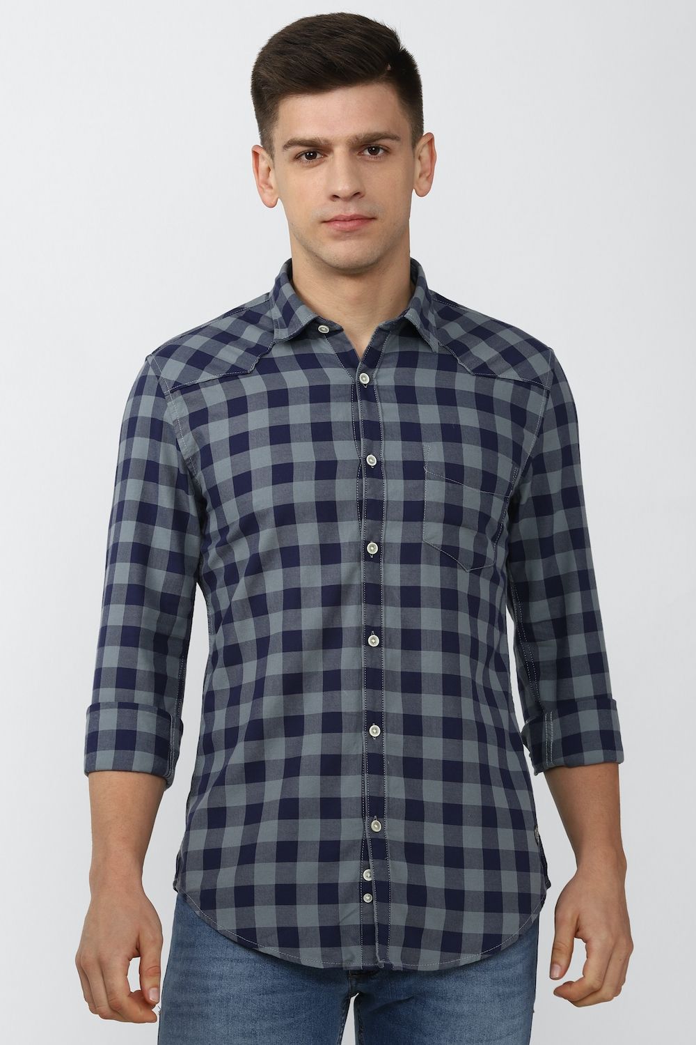 Men Multi Super Slim Fit Check Full Sleeves Casual Shirt