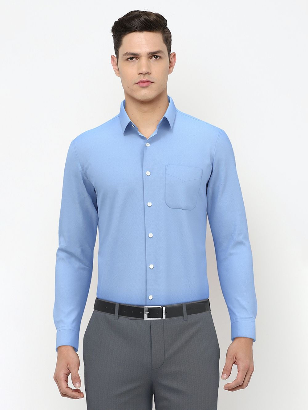 Men Blue Regular Fit Formal Full Sleeves Formal Shirt