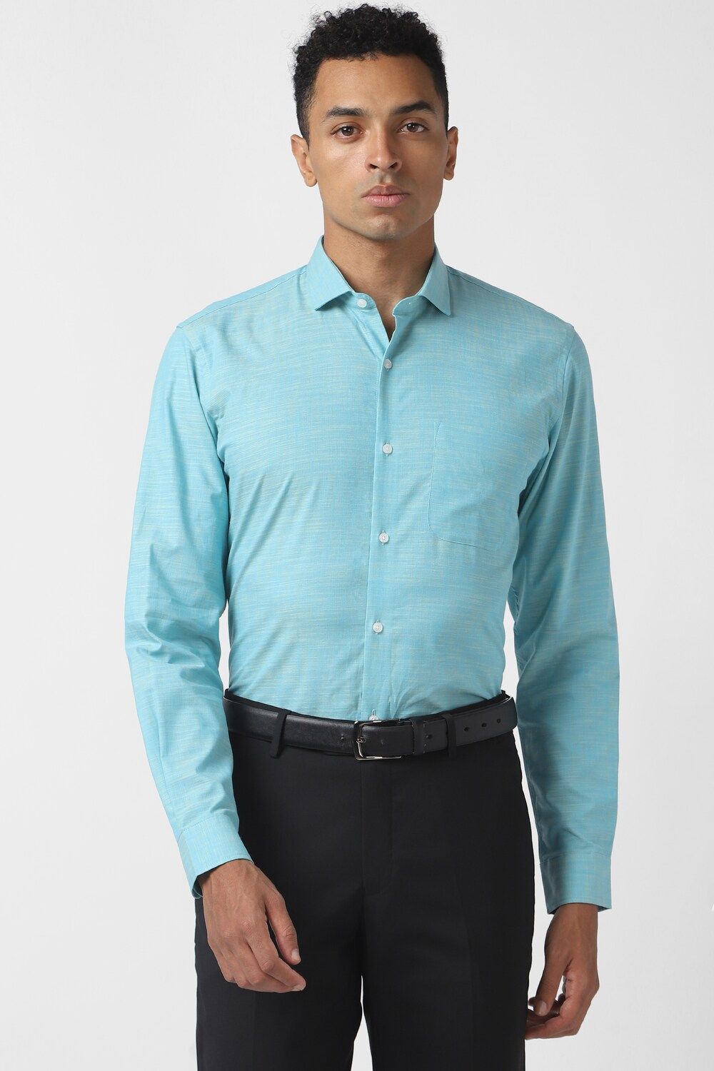 Men Blue Slim Fit Formal Full Sleeves Formal Shirt