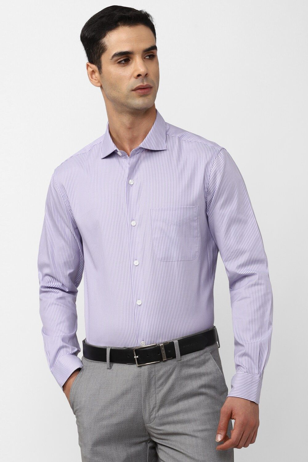 Men Purple Slim Fit Formal Full Sleeves Formal Shirt