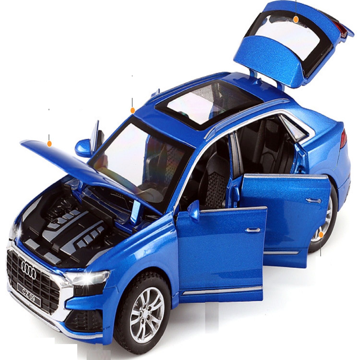 KTRS Enterprise 1:32 Aodi Q8 Diecast Metal Pullback Toy car with Openable Doors & Light, Music Boys car Kids Best Toys Gifts Toys for Kids