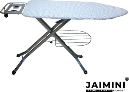 Jaimini by Jaimini Large Foldable Superior Iron Stand with an Aluminium Surface and Press Holder- Ironing Board