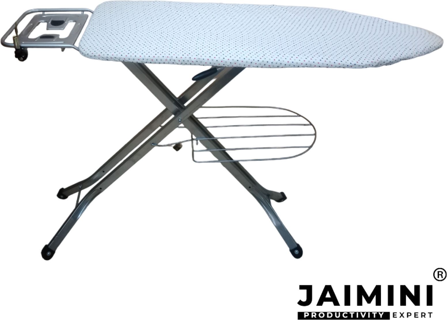 Jaimini by Jaimini Large Foldable Superior Iron Stand with an Aluminium Surface and Press Holder- Ironing Board