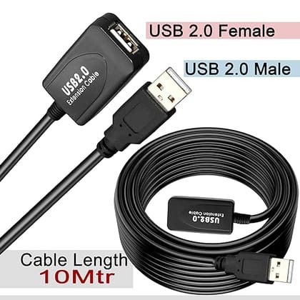 USB Mobile Extension Cable 2.0 AM to AF 10 Meter USB Cable Black