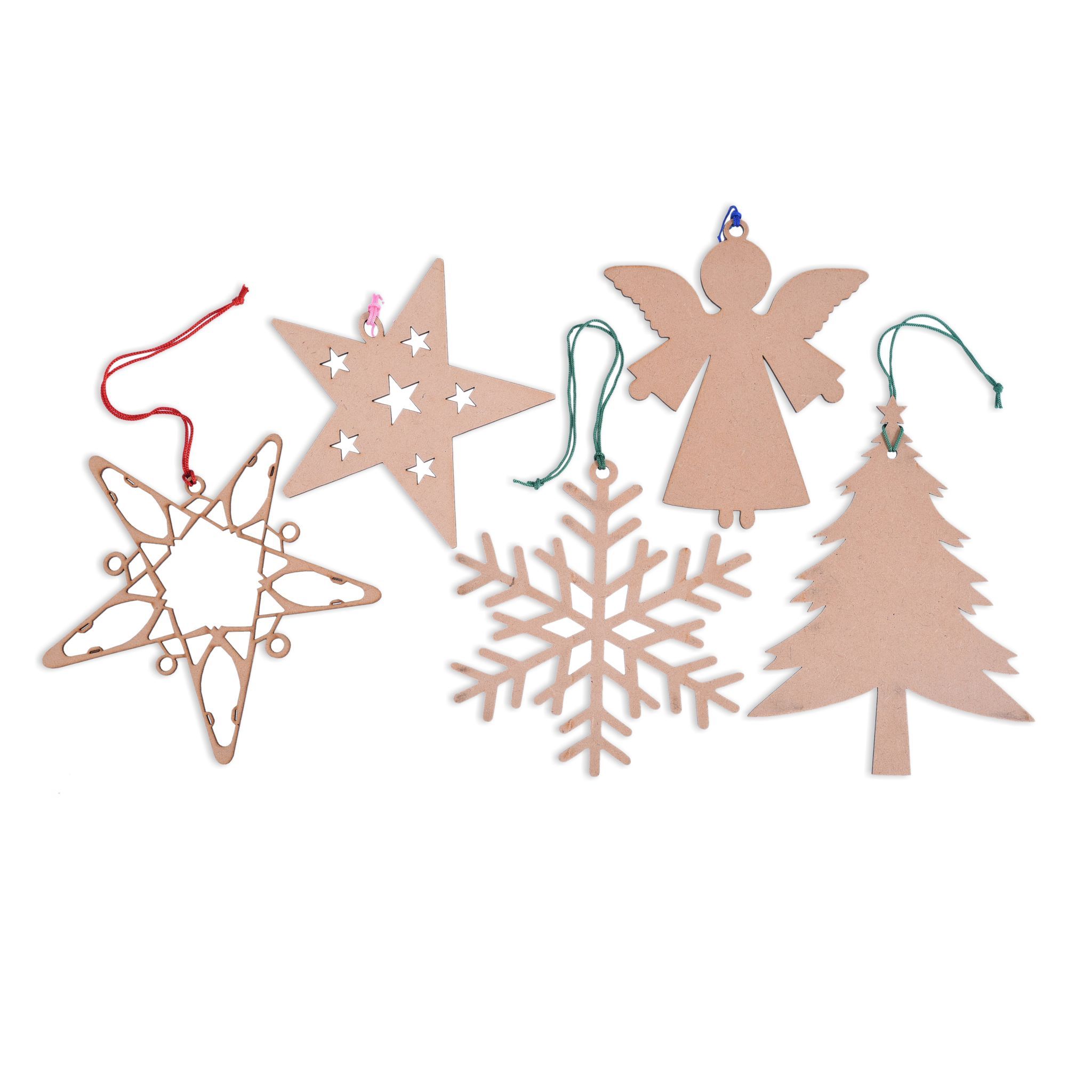 Christmas Tree Hangings in Wood ( Set of 5 )