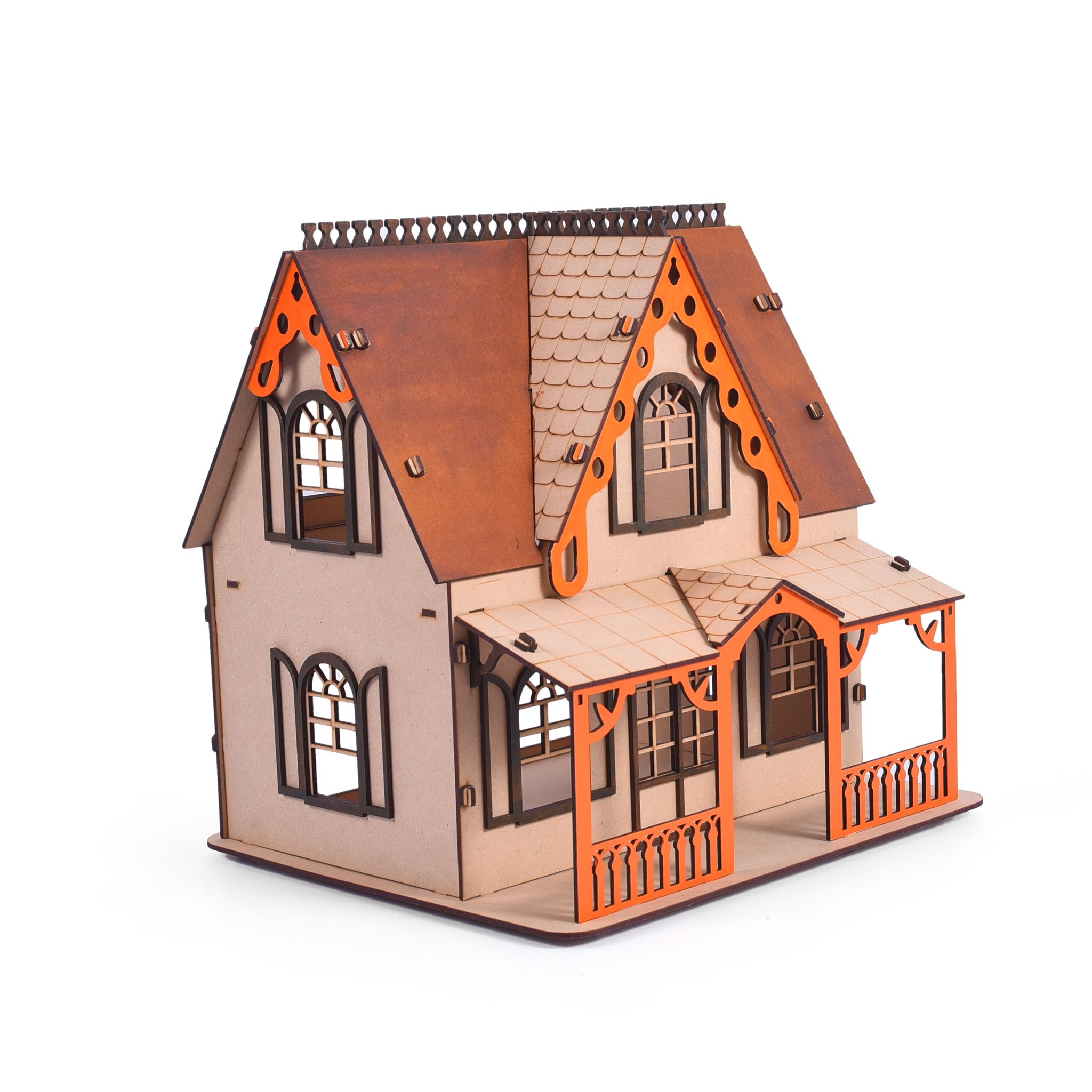 Wooden LED Christmas House: Rustic Charm Illuminated