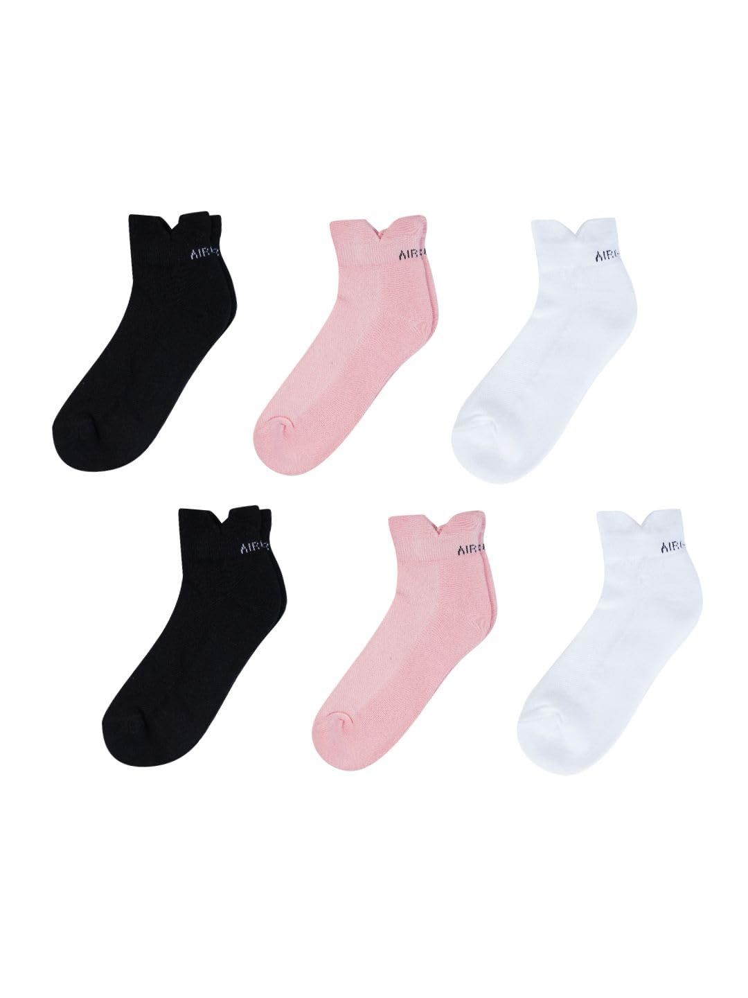 AirGarb Low Ankle Cotton Sneakers Socks for Men and Women: Comfortable Cushioning & Breathable Design Pack of 6 - TCA6P2W2BL2 (Free Size) Multi Color