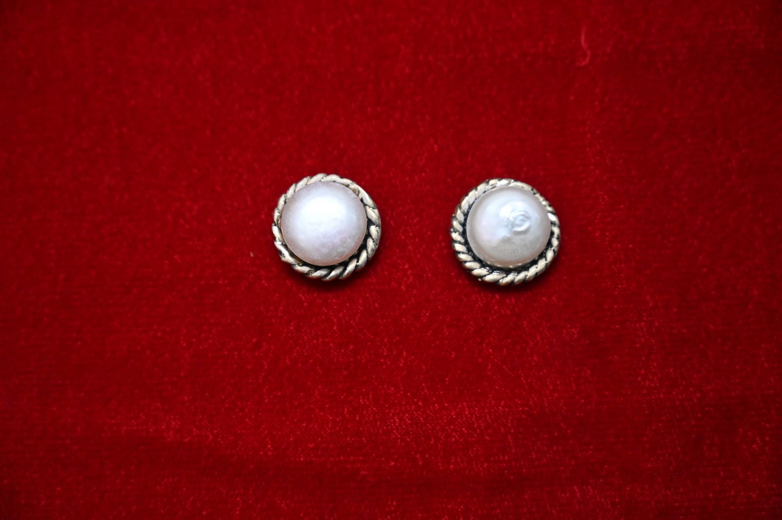 Organic Raw Unpolished Pearl Earrings .