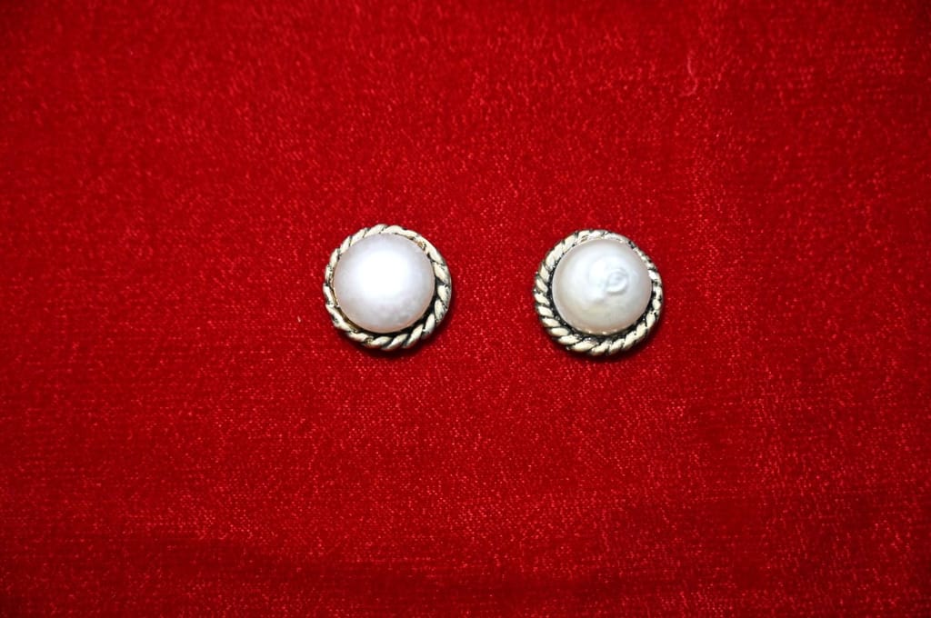 Organic Raw Unpolished Pearl Earrings .