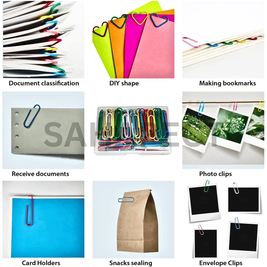 SAHAPECT 100 Nos Of 28 mm Multi Color Paper Pin, Paper Clip, Gem Pin, Binder Clip, Metal Stainless Steel U Clip, Stationary Clip Pin
