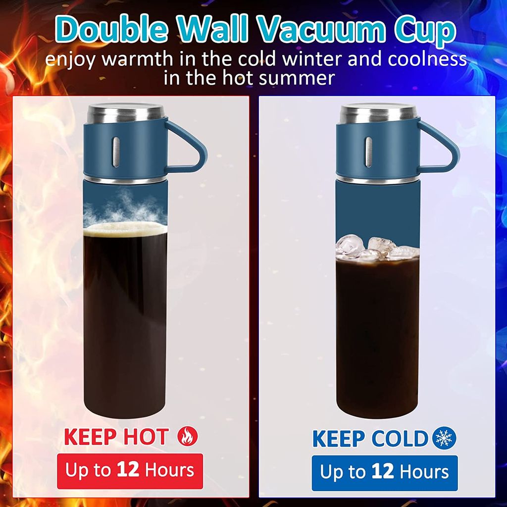 SAHAPECT Black 500 ml Vacuum Flask Set, Hot & Cold Bottle, Thermos Set For Best Gifting Ideas