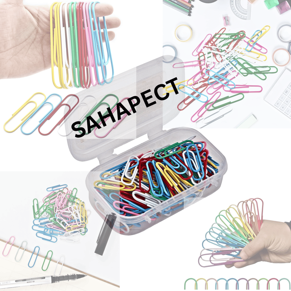 SAHAPECT 100 Nos Of 28 mm Multi Color Paper Pin, Paper Clip, Gem Pin, Binder Clip, Metal Stainless Steel U Clip, Stationary Clip Pin