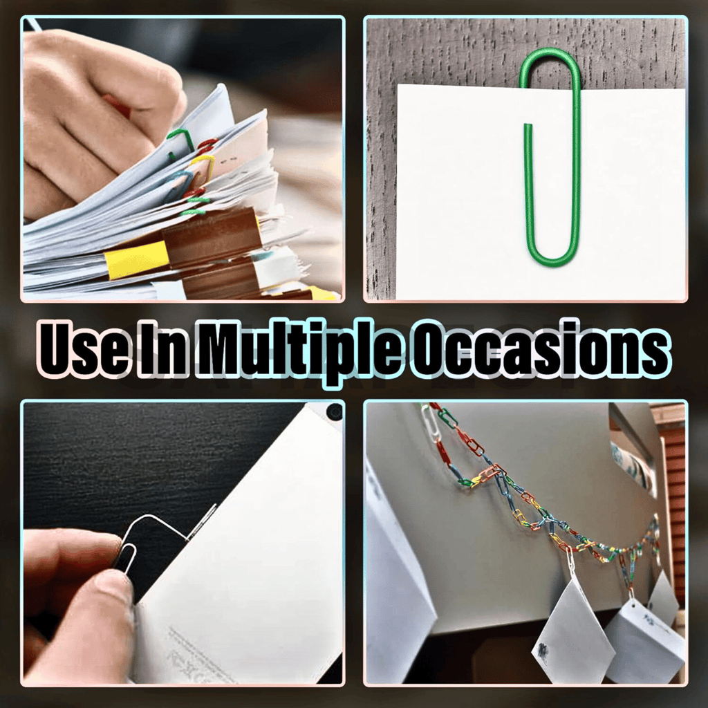 SAHAPECT 100 Nos Of 28 mm Multi Color Paper Pin, Paper Clip, Gem Pin, Binder Clip, Metal Stainless Steel U Clip, Stationary Clip Pin