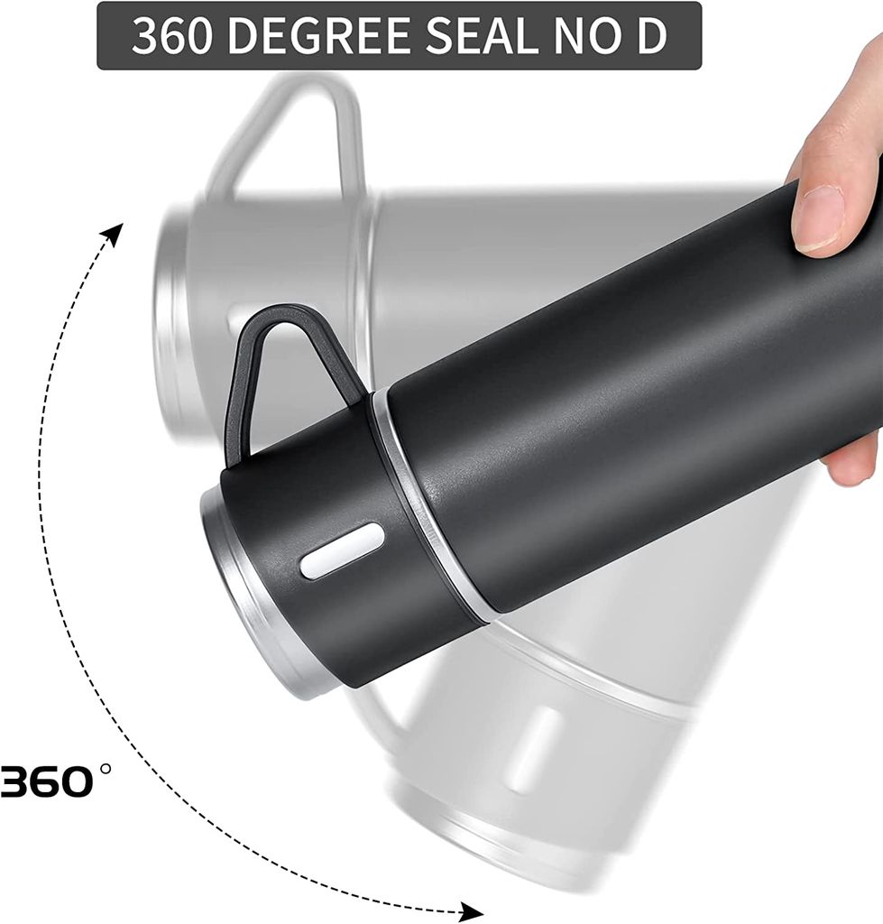 SAHAPECT Black 500 ml Vacuum Flask Set, Hot & Cold Bottle, Thermos Set For Best Gifting Ideas