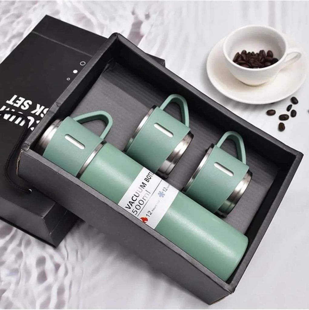 SAHAPECT Green 500 ml Vacuum Flask Set, Hot & Cold Bottle, Thermos Set For Best Gifting Ideas