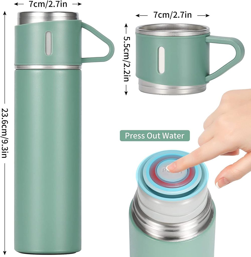 SAHAPECT Green 500 ml Vacuum Flask Set, Hot & Cold Bottle, Thermos Set For Best Gifting Ideas