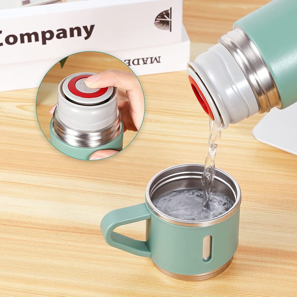 SAHAPECT Green 500 ml Vacuum Flask Set, Hot & Cold Bottle, Thermos Set For Best Gifting Ideas