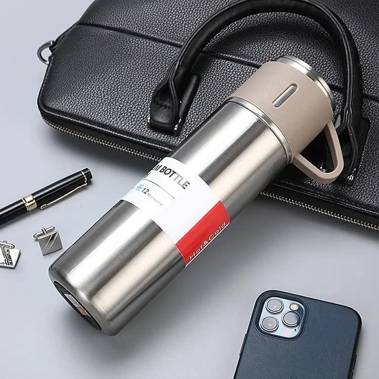 SAHAPECT Silver 500 ml Vacuum Flask Set, Hot & Cold Bottle, Thermos Set For Best Gifting Ideas
