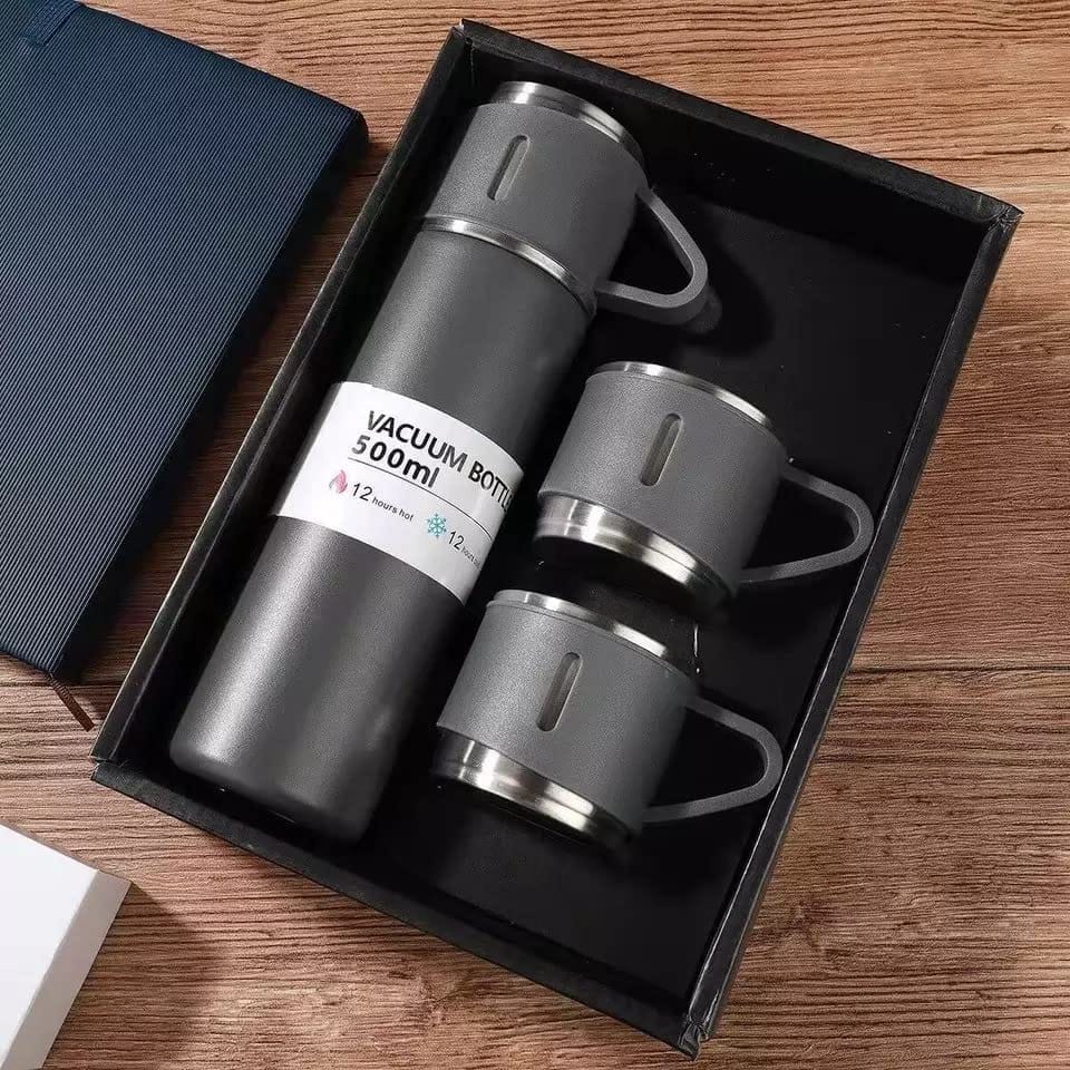 SAHAPECT Grey 500 ml Vacuum Flask Set, Hot & Cold Bottle, Thermos Set For Best Gifting Ideas