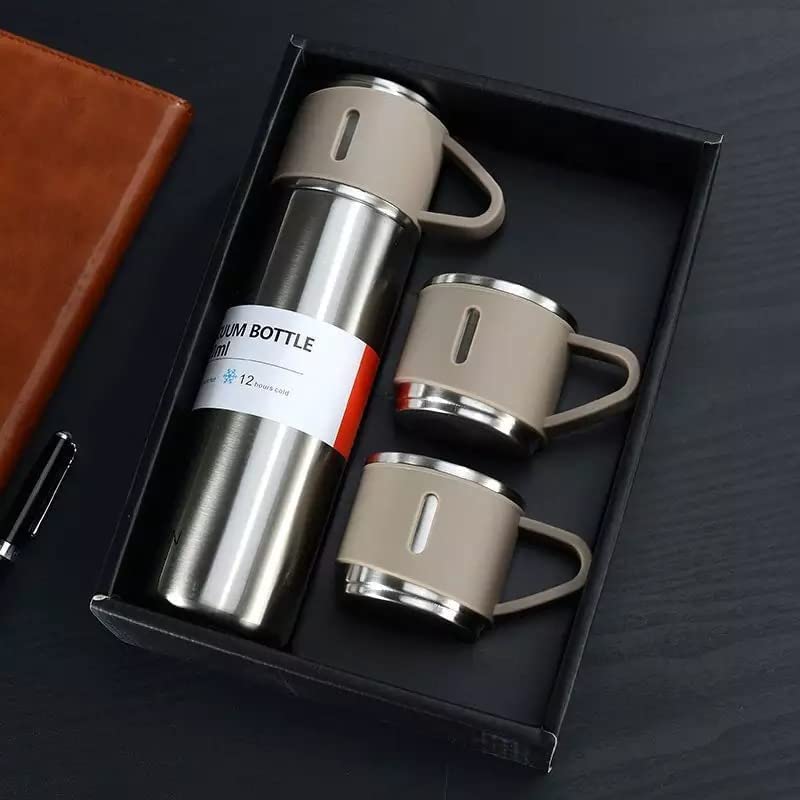 SAHAPECT Silver 500 ml Vacuum Flask Set, Hot & Cold Bottle, Thermos Set For Best Gifting Ideas