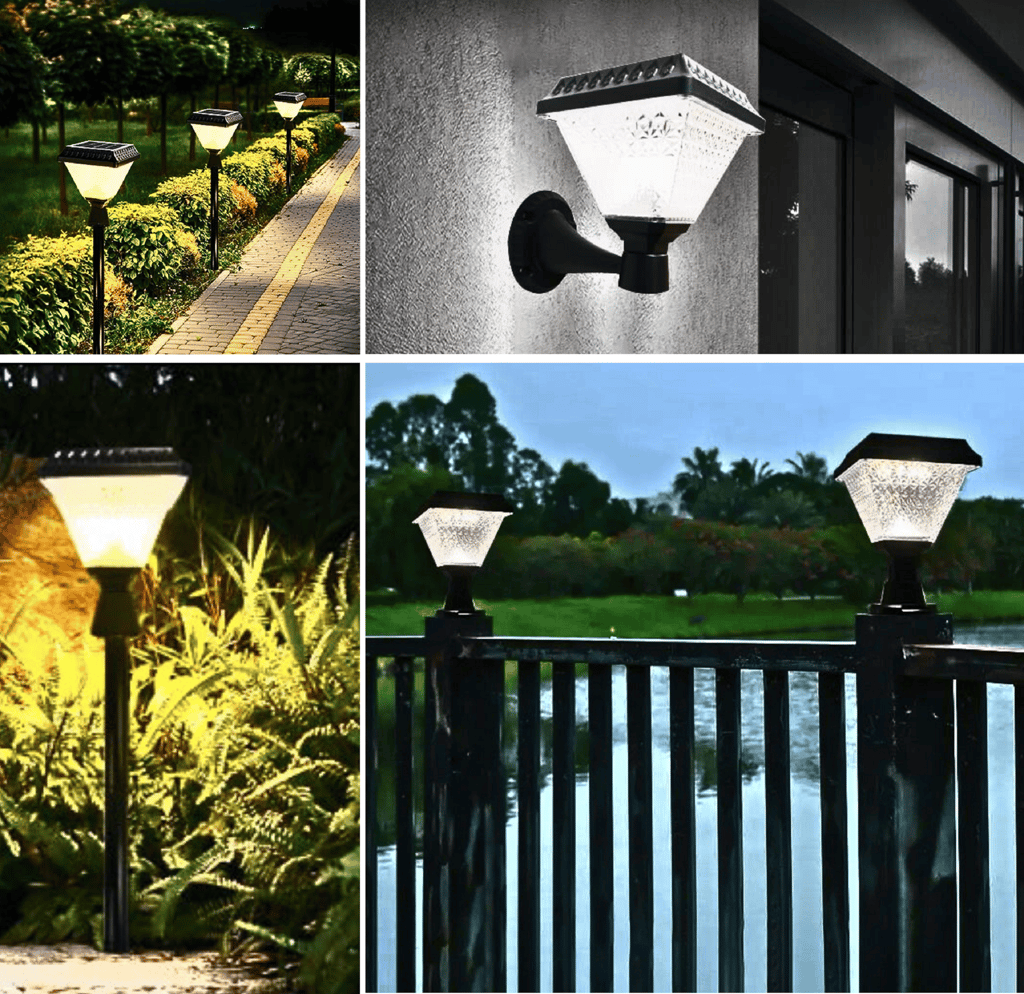 SAHAPECT 33 LED 10 W Square 4 in 1, Solar LED Light, Solar Gate Pillar Post Ground Wall Stake Light, Outdoor Waterproof Light, Multi Color RGB Lamp With Remote