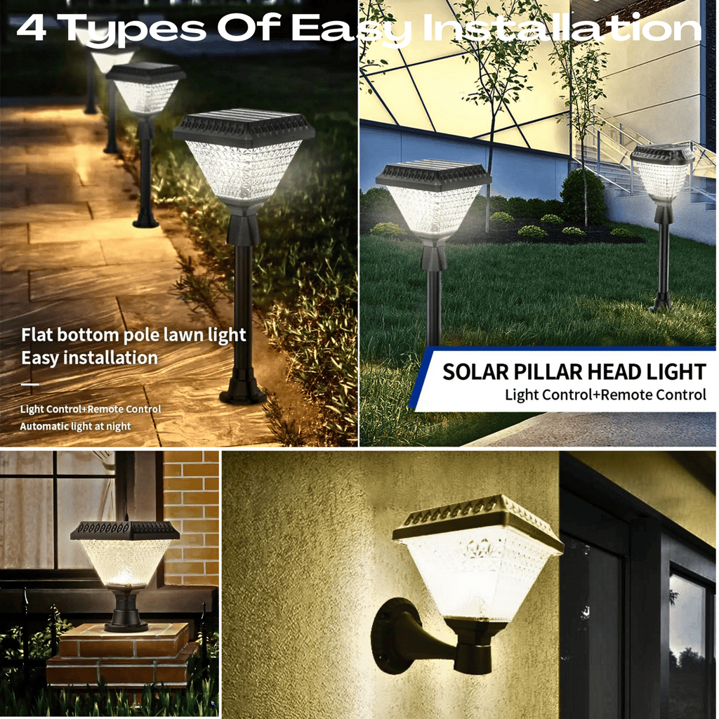 SAHAPECT 33 LED 10 W Square 4 in 1, Solar LED Light, Solar Gate Pillar Post Ground Wall Stake Light, Outdoor Waterproof Light, Multi Color RGB Lamp With Remote