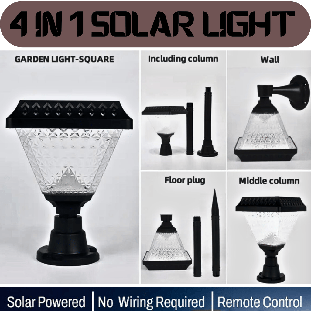 SAHAPECT 33 LED 10 W Square 4 in 1, Solar LED Light, Solar Gate Pillar Post Ground Wall Stake Light, Outdoor Waterproof Light, Multi Color RGB Lamp With Remote
