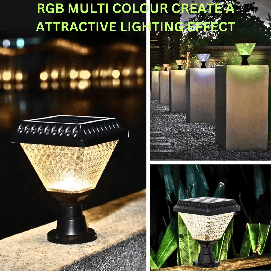 SAHAPECT 33 LED 10 W Square 4 in 1, Solar LED Light, Solar Gate Pillar Post Ground Wall Stake Light, Outdoor Waterproof Light, Multi Color RGB Lamp With Remote