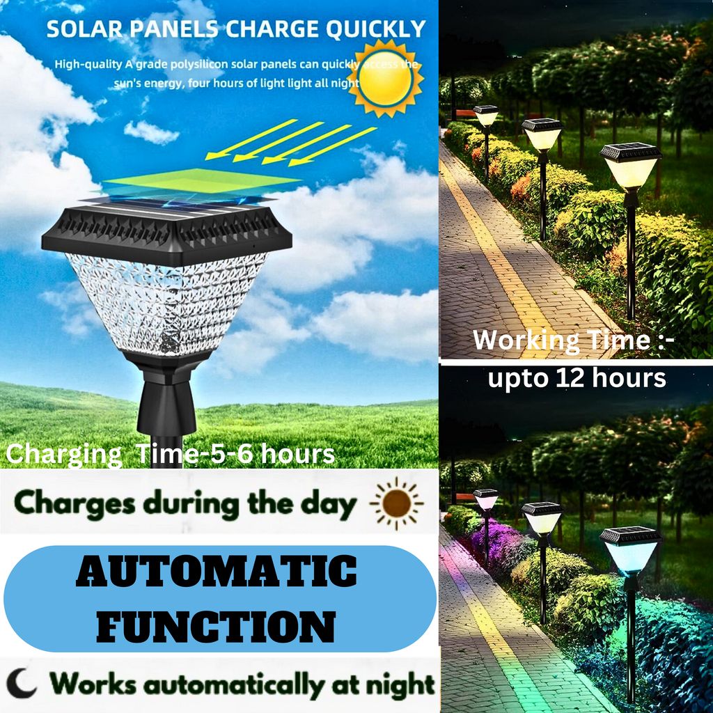 SAHAPECT 33 LED 10 W Square 4 in 1, Solar LED Light, Solar Gate Pillar Post Ground Wall Stake Light, Outdoor Waterproof Light, Multi Color RGB Lamp With Remote